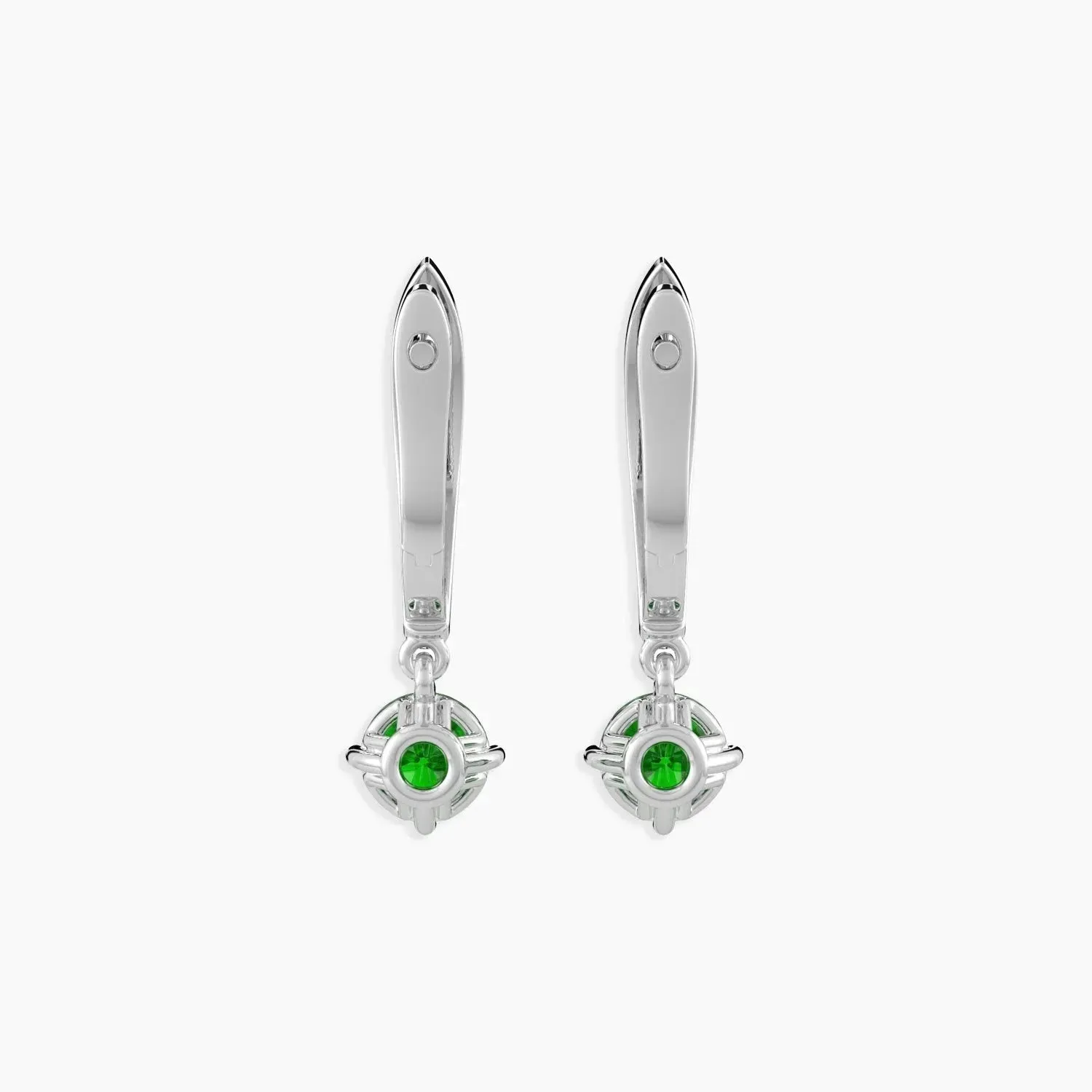 Round Emerald Drop Hoop Earrings in Silver - Irosk Australia ®