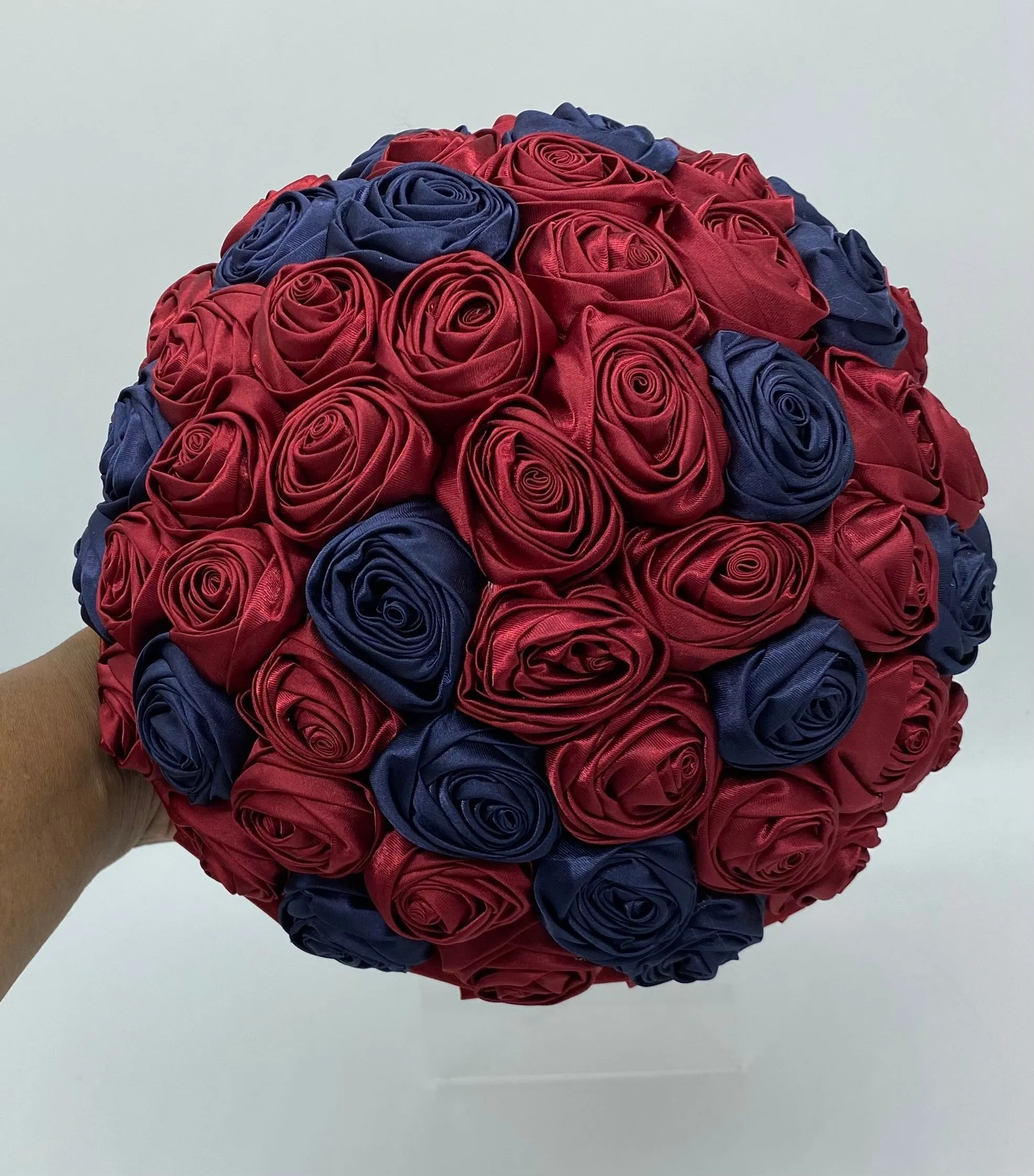 Royal Blue Satin Roses Budget  No Brooch Bouquet or DIY KIT ~ BM-003