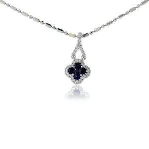 Sapphire Cluster and Diamond Halo Pendant