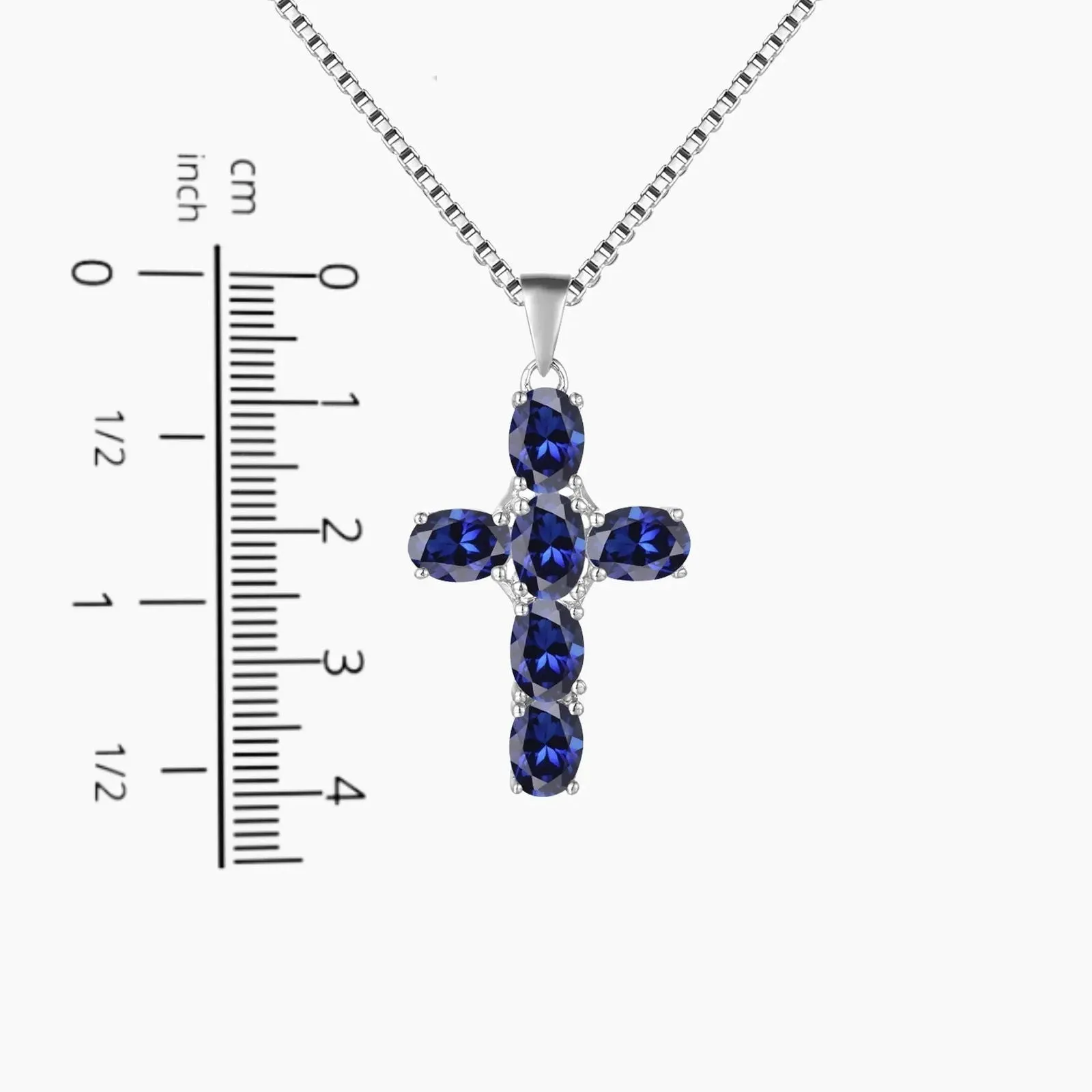 Sapphire Cross Necklace in Sterling Silver®