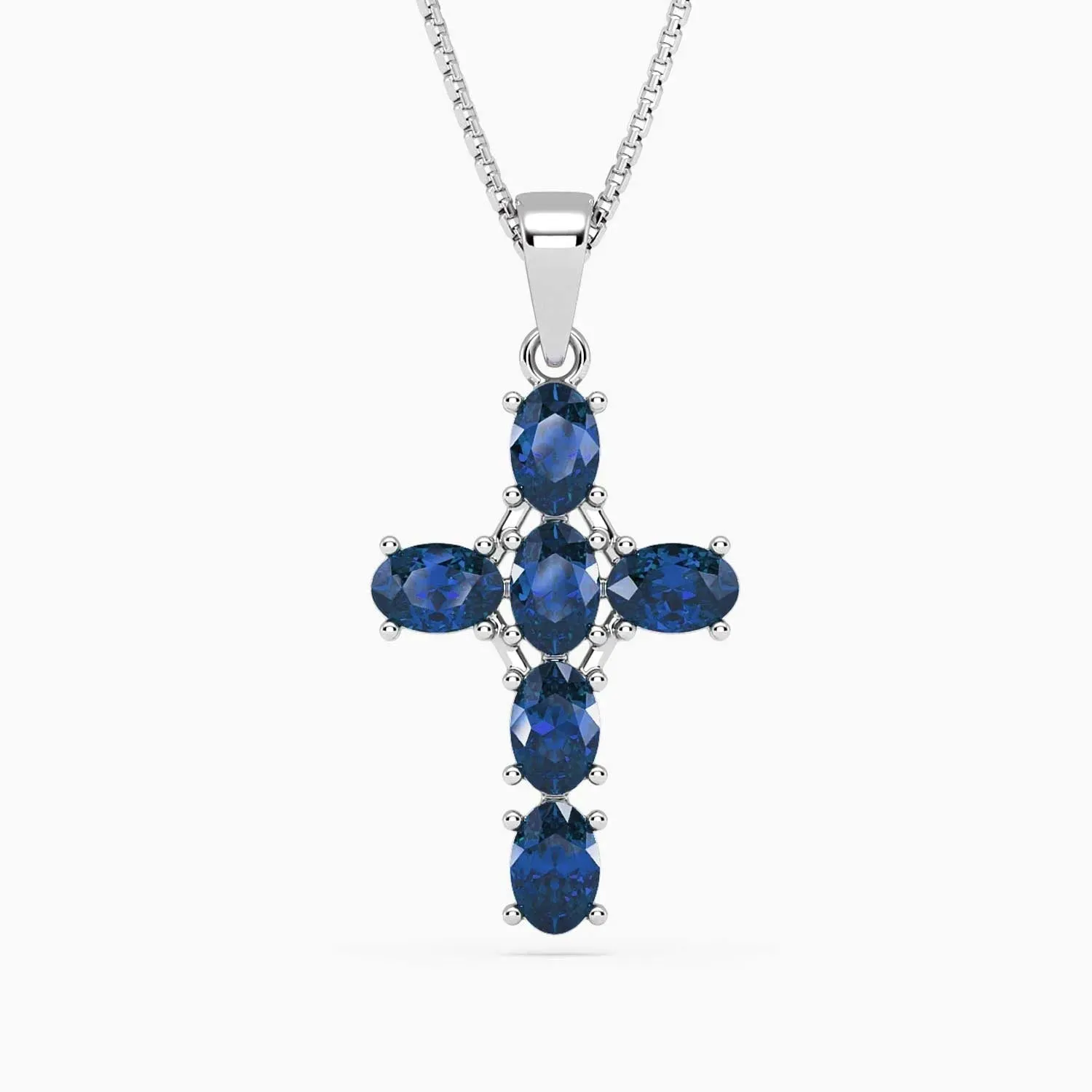 Sapphire Cross Necklace in Sterling Silver®