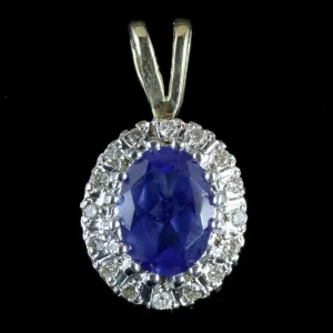 Sapphire Diamond Pendant 9Ct Gold Pendant