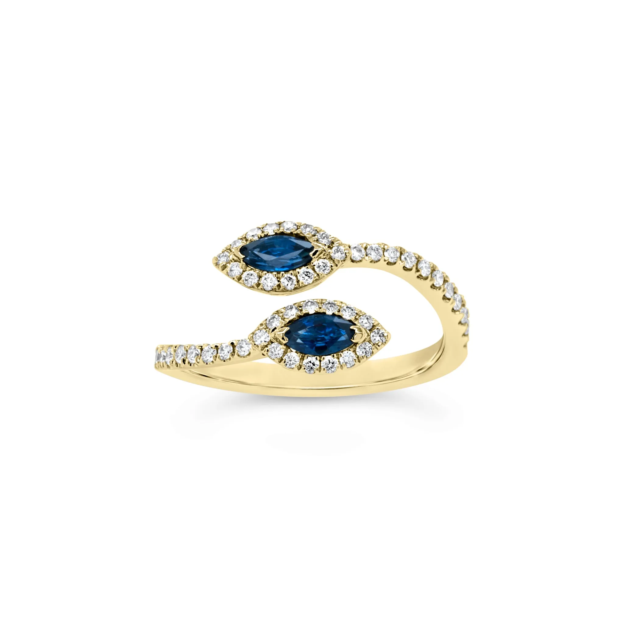 Sapphire Marquise & Diamond Open Ring