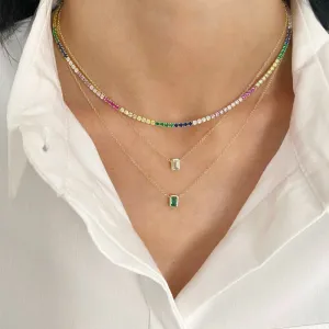 Sexy Short Sparking Rainbow Tennis Chain Chocker Necklace With AAA  CZ Fashion Personality Women Collar Jewellery bijoux femme