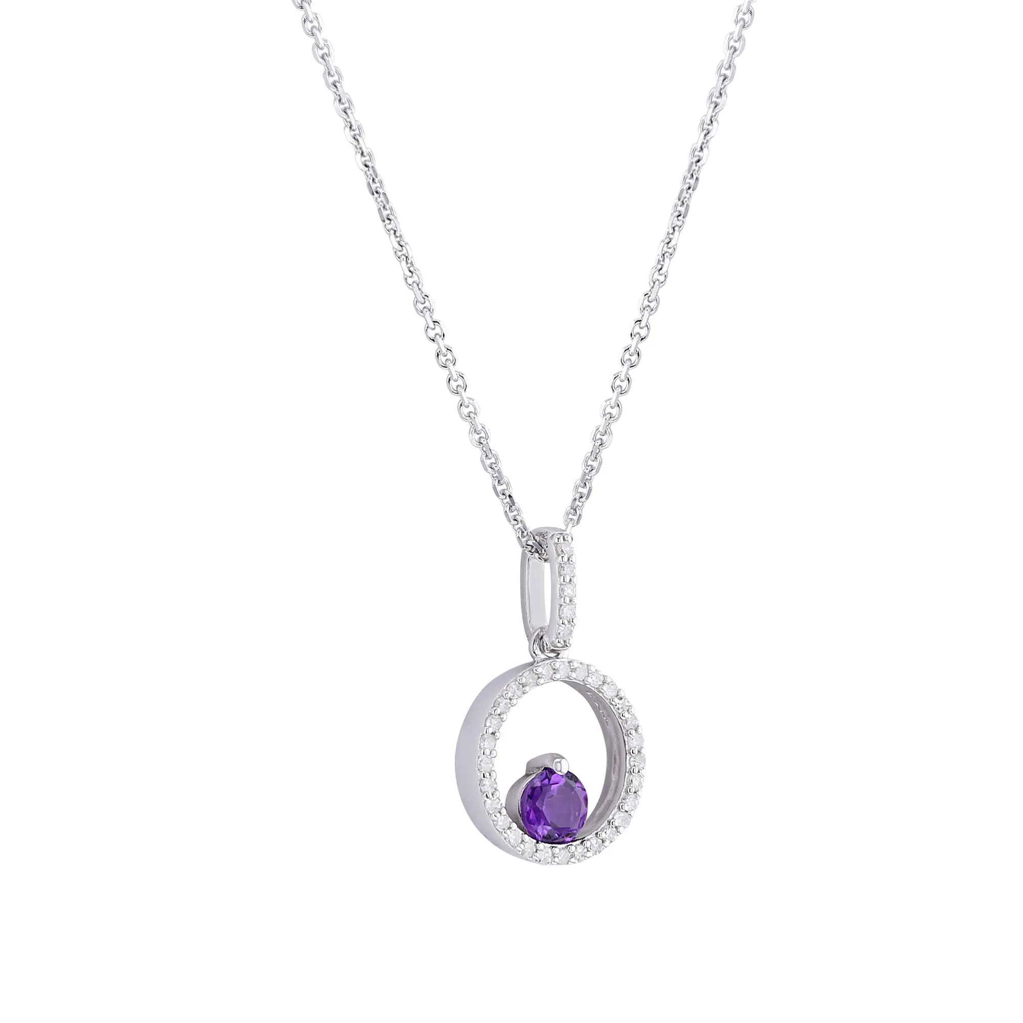 Silver Confetti Amethyst & Diamond Necklace