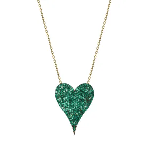 Silver gold plated green “Amore” heart necklace