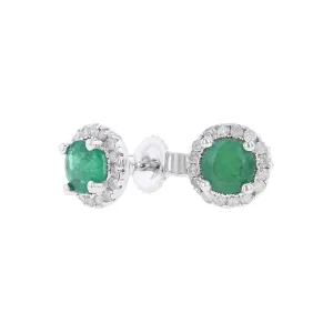 Silver Sprinkle Emerald & Diamond Earrings