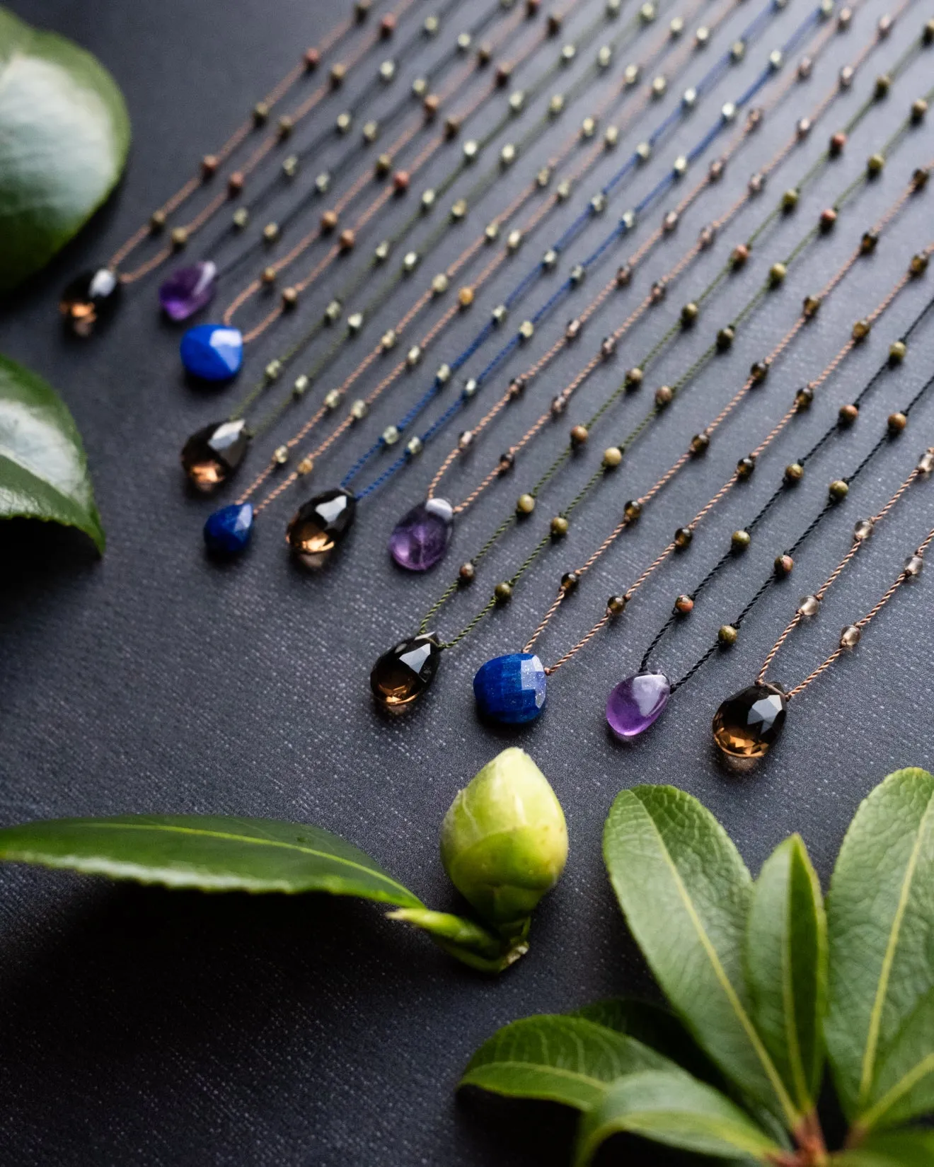 Smoky Quartz / Amethyst / Lapis Lazuli Gemstone Beaded Necklace