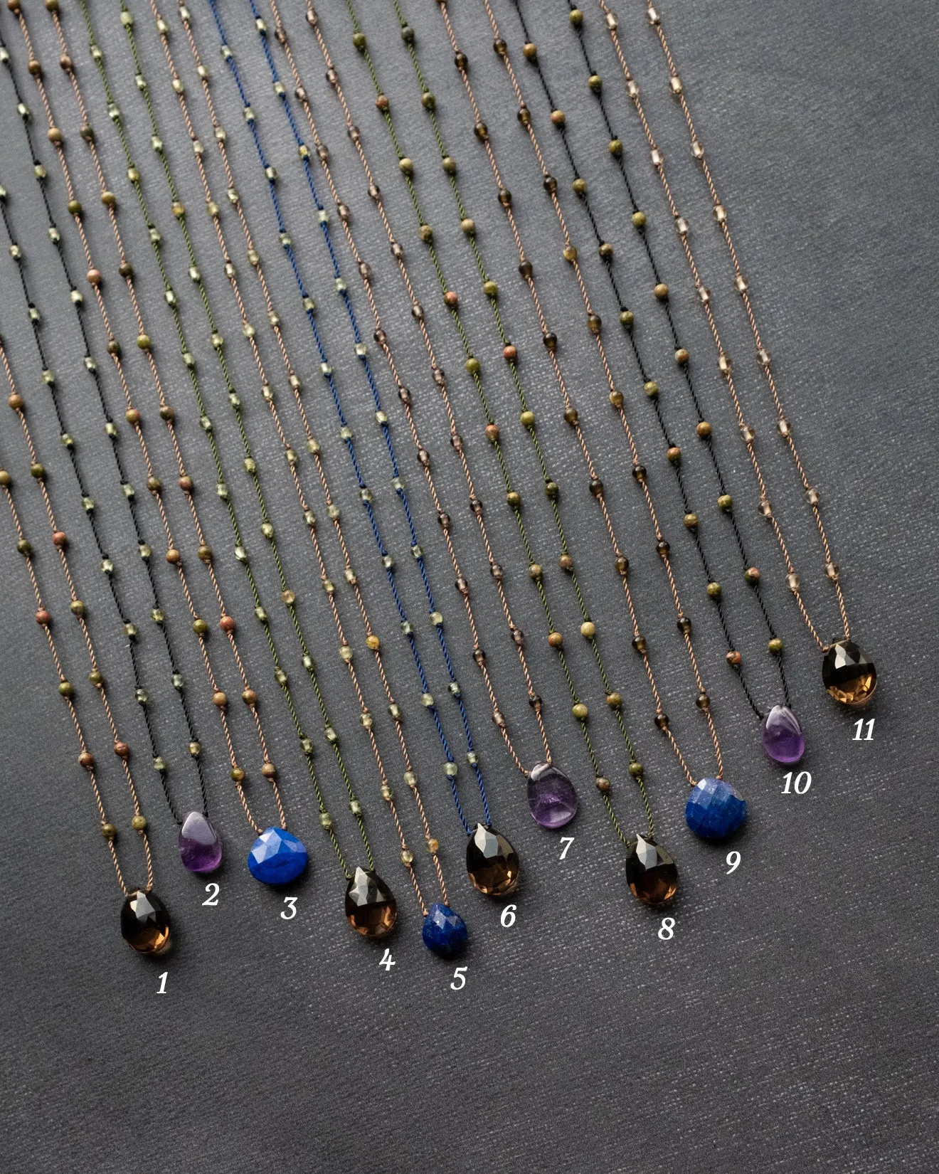 Smoky Quartz / Amethyst / Lapis Lazuli Gemstone Beaded Necklace