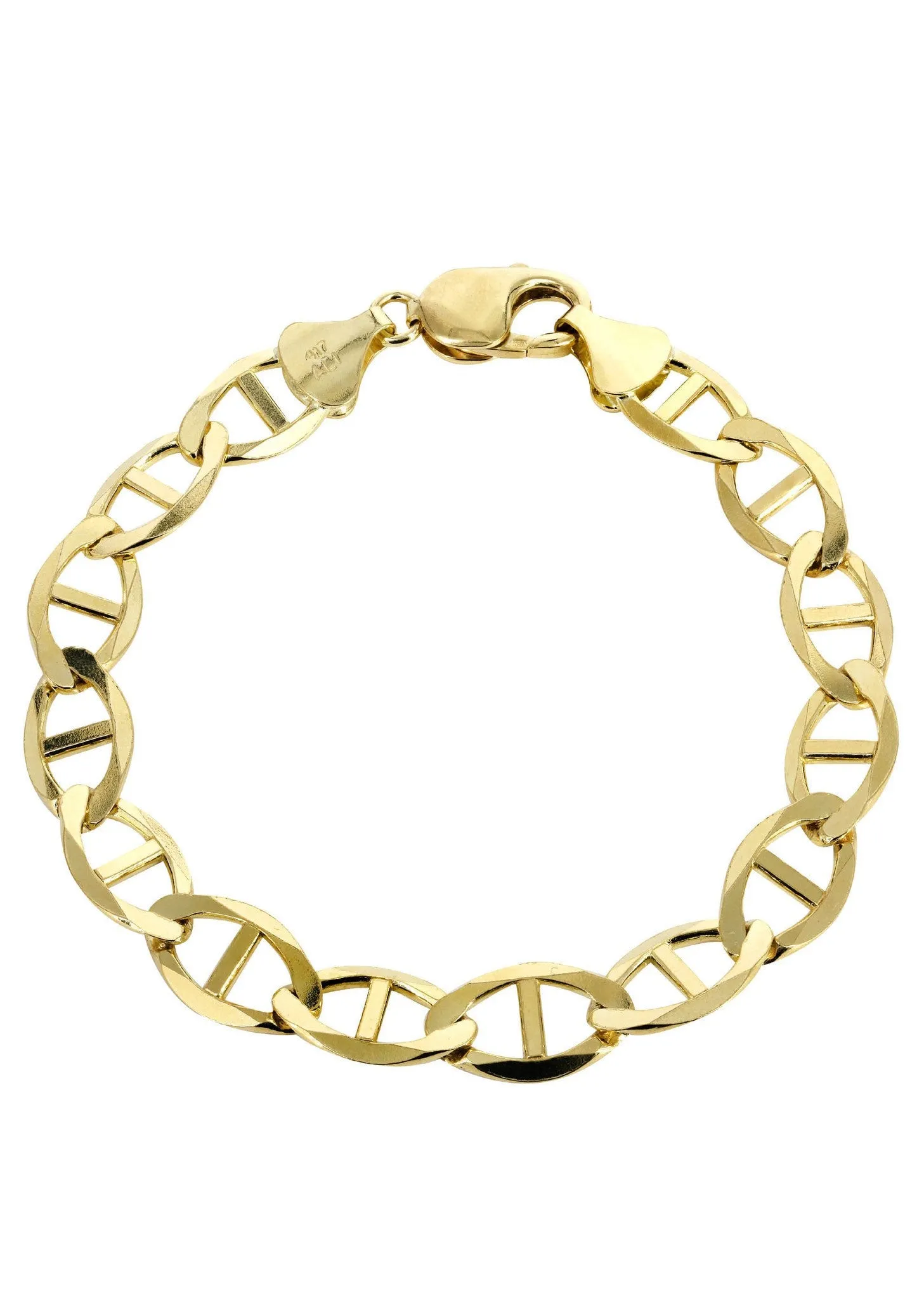 Solid Mens Mariner Bracelet 10K Yellow Gold