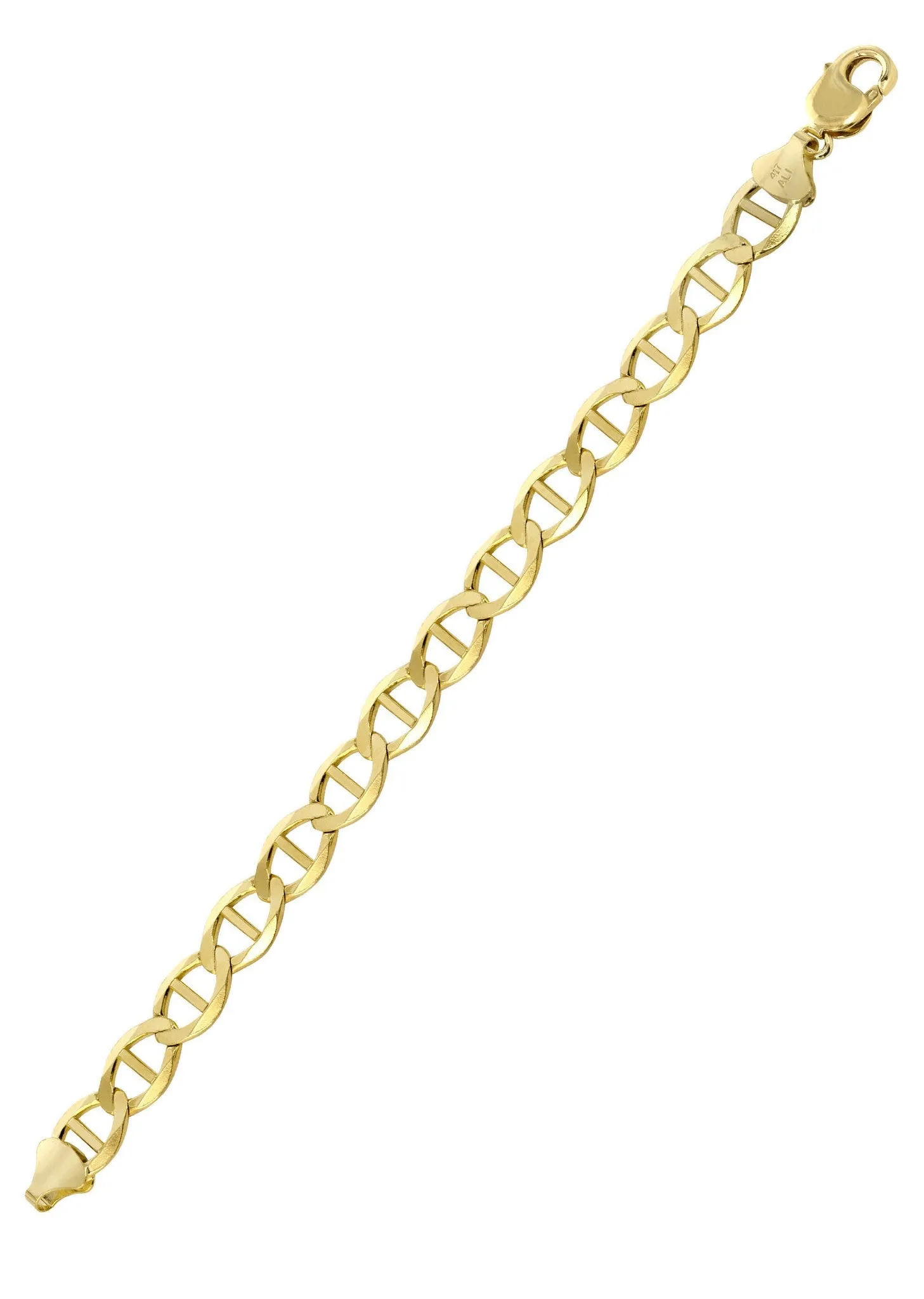 Solid Mens Mariner Bracelet 10K Yellow Gold