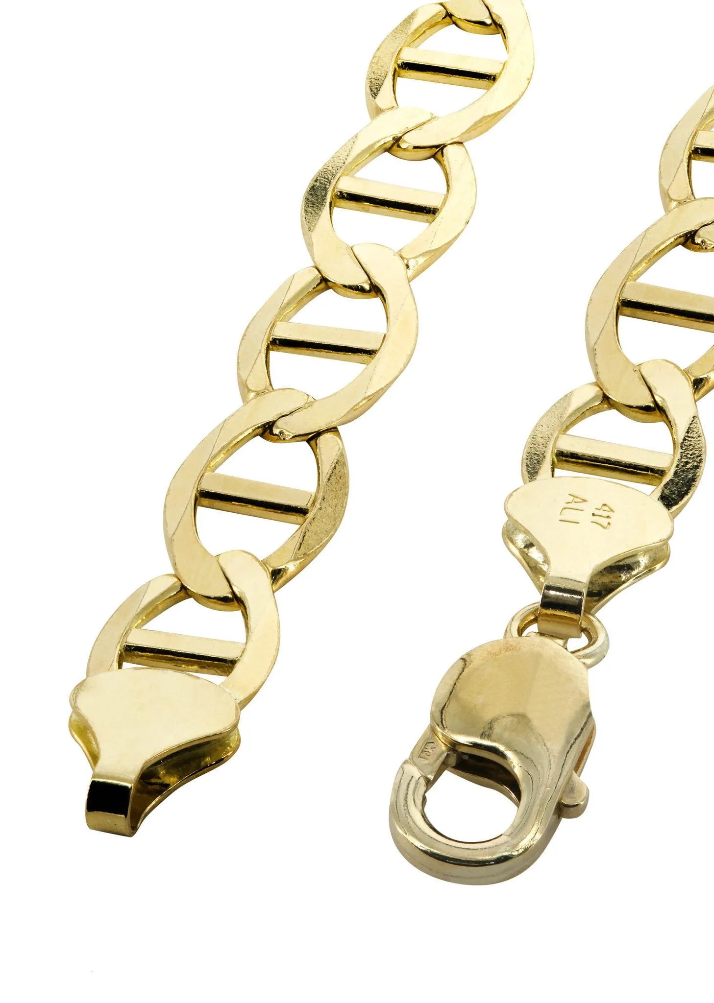 Solid Mens Mariner Bracelet 10K Yellow Gold