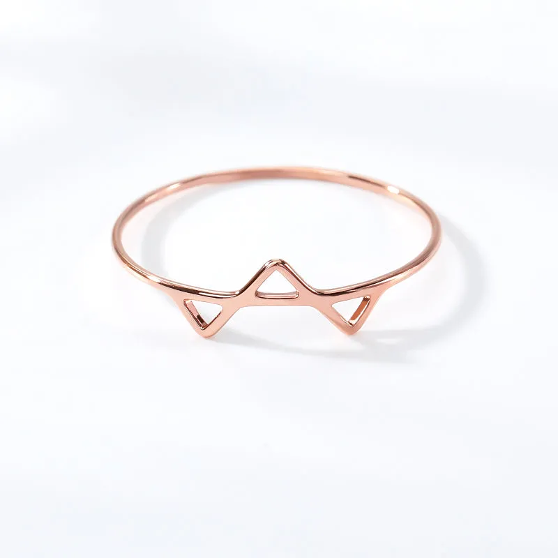 Stainless Steel Modern Triangles Ring Gold Silver