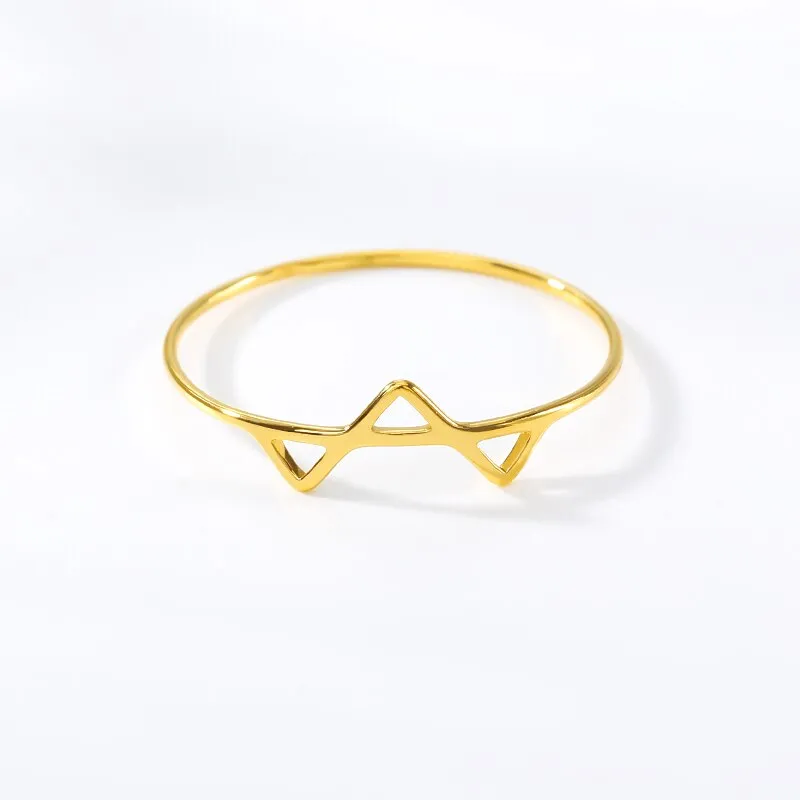 Stainless Steel Modern Triangles Ring Gold Silver