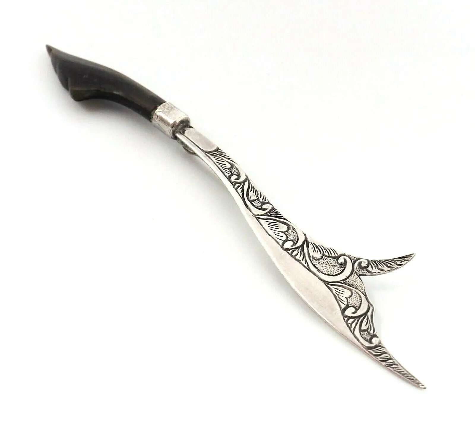 Sterling Silver & Bovine Horn Sword Brooch - Vintage Collectable Jewellery