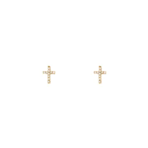 Tiny Diamond Cross Earrings