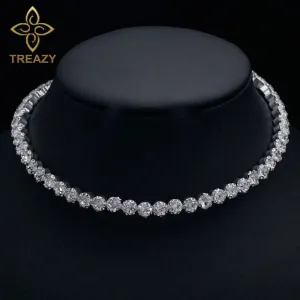 TREAZY Bridal Fashion Crystal Rhinestone Choker Necklace Women Wedding Accessories Tennis Chain Chokers Jewelry Collier Femme