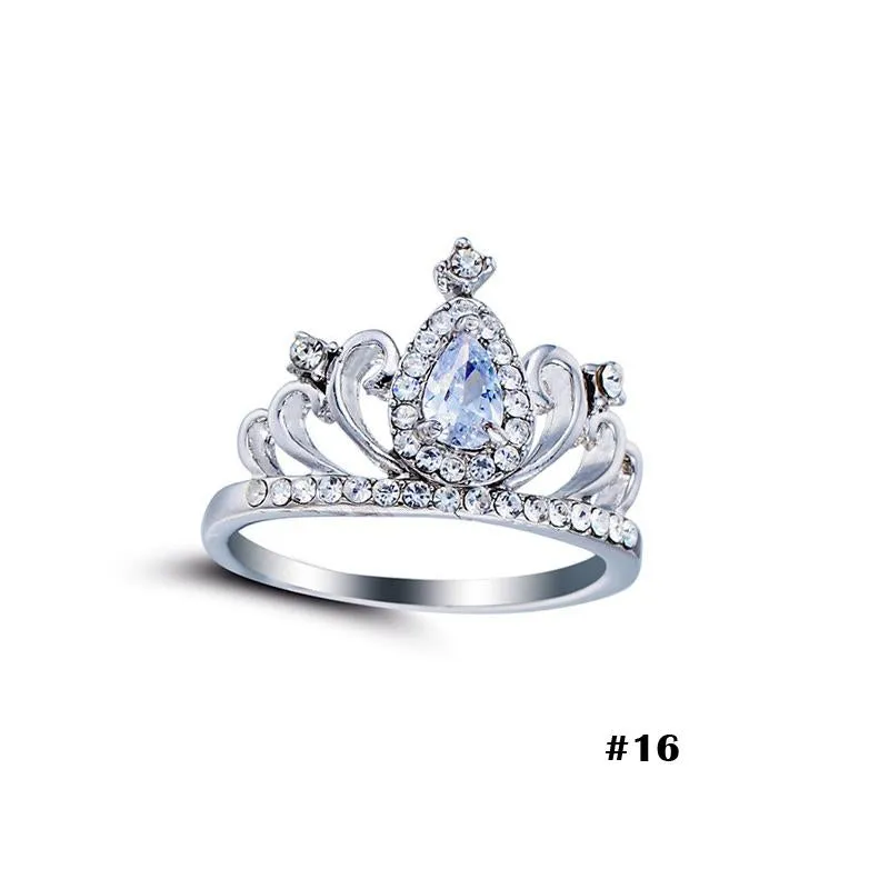 Trendy Princess Queen Crown Rings For Women Birthday Gift Silver Color Cubic Zirconia Engagement Wedding Promise Rings Jewelry