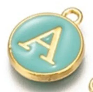 Turquoise Green Initial Letter Charms - Add On to Necklace