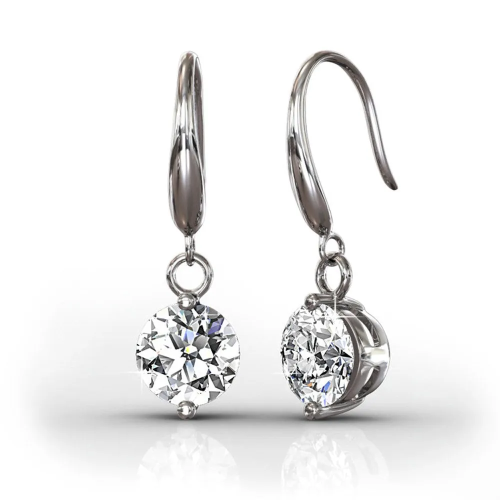 Veronica “Victorious” 18k White Gold Plated Swarovski Drop Earrings