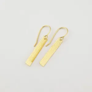 Vertically Hammered Solid 14k Gold Rectangle Earrings