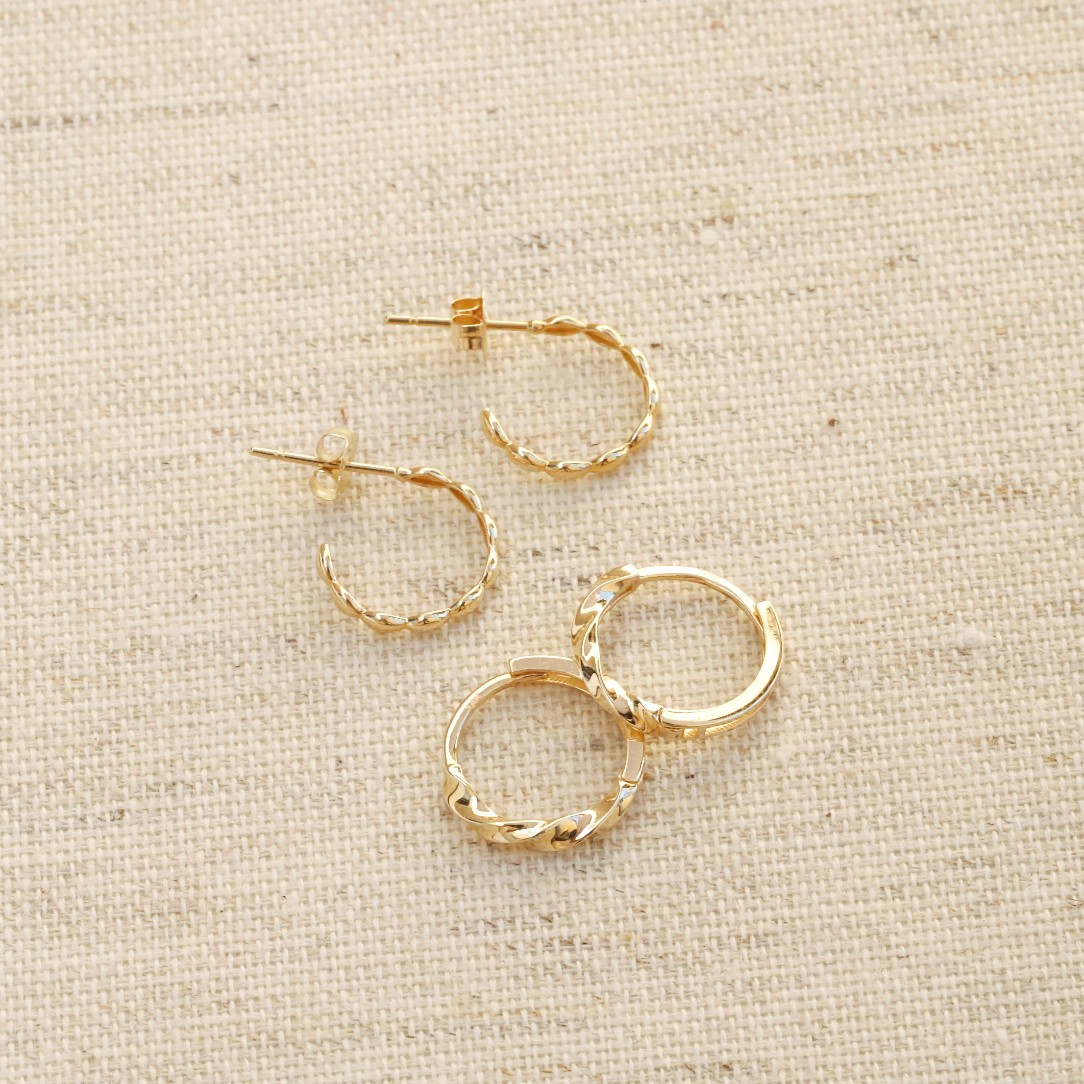 Wave Hoops - 14K Gold