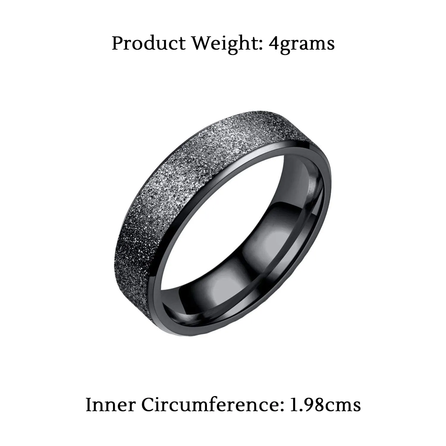 Yellow Chimes Trendy Western Style Titanium Collection Stardust Black Band Stainless Steel Rings for Men and Boys, US 10 (YCFJRG-134SPRK-10-BK)