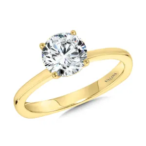 YG Solitaire Hidden Halo Diamond Engagement Ring